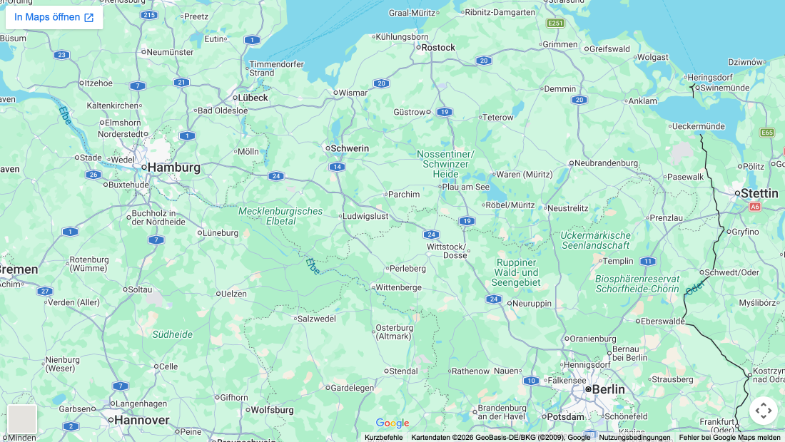 Lage zwischen Berlin, Hamburg und der Ostsee